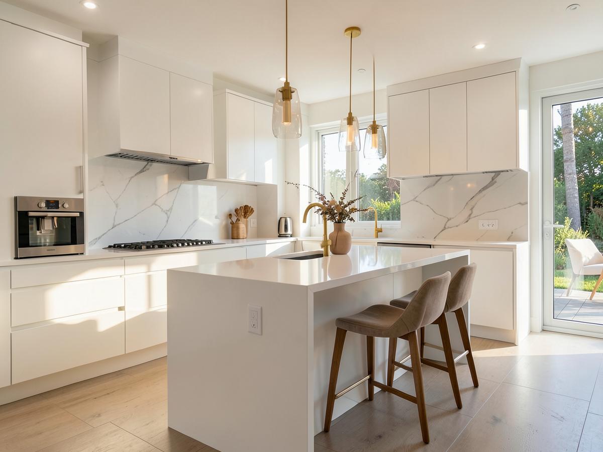 Spotless modern kitchen after a deep clean